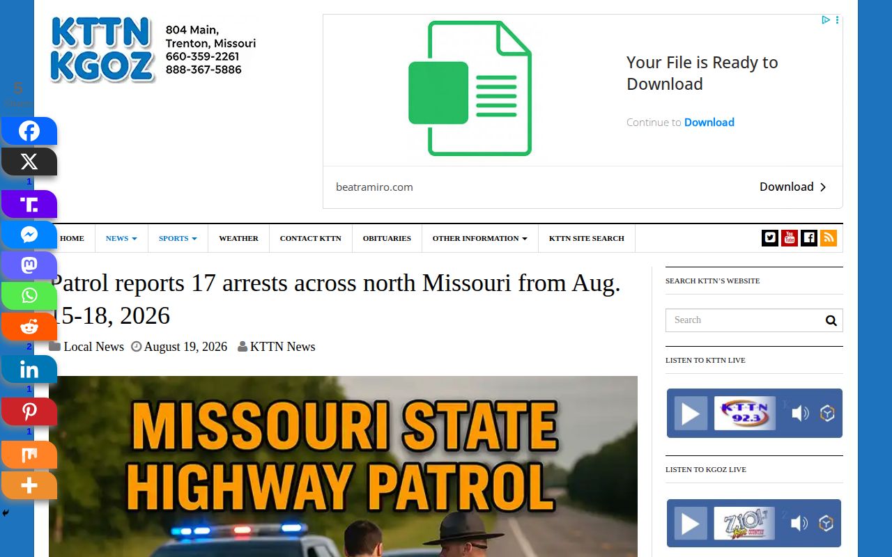 KTTN dated multi-day North Missouri patrol roundup